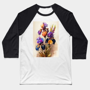 Irises flowers watercolor Baseball T-Shirt